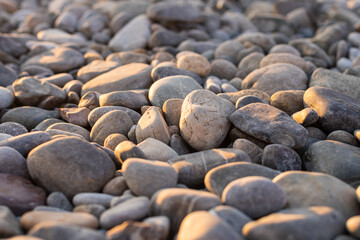 pebbles on the beach close-up.