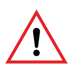 Caution Warning Sign Sticker. Red outline danger sign, warning sign, attention sign. Editable vector stroke