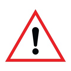 Caution Warning Sign Sticker. Red outline danger sign, warning sign, attention sign. Editable vector stroke