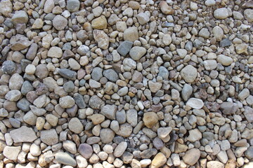 Small pebbles on the road. Top view. Russia.