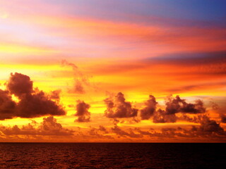 Colourful and beautiful sunset over the sea