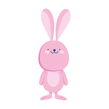pink bunny animal cartoon isolated icon style