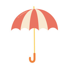 open striped umbrella protection weather isolated icon style