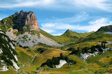 Obraz premium View from Rofan Mountains in Tyrol, Austria 