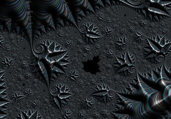 Abstract background with black and white fractal shapes