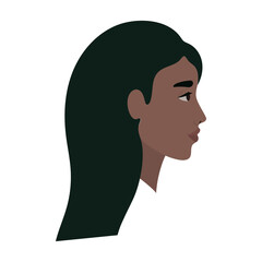 black woman cartoon in side view vector design
