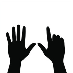 Obraz premium Men's hands. Index finger up. show the number seven. Flat isolated vector pictogram, white background