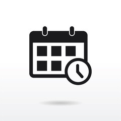 Calendar icon vector . Calendar with clock sign