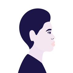 black man cartoon in side view vector design