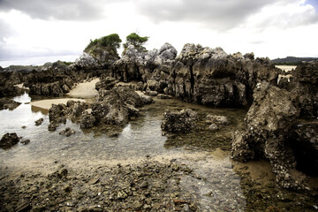 Rocks on island beach