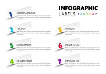 Obraz premium infographic elements merging with paper marked with colored numbers, modern business infographic layout