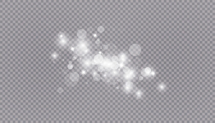 Glowing light effect with many glitter particles isolated on transparent background. Vector starry cloud with dust. Magic christmas decoration