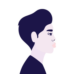 black man cartoon in side view vector design