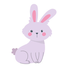 Fototapeta na wymiar rabbit sitting animal cartoon isolated icon style