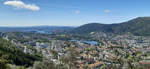 Fototapeta na wymiar View of Bergen from the surrounding mountains