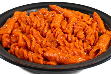 Italian Style Cuisine Fresh Red Sauce Pasta on White Background