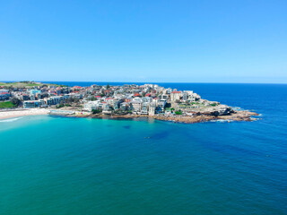 Fototapeta premium Panoramic Aerial Drone View Bondi Beach Sydney NSW Australia