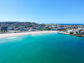 Naklejka na ściany i meble Panoramic Aerial Drone View Bondi Beach Sydney NSW Australia