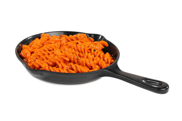 Italian Style Cuisine Fresh Red Sauce Pasta on White Background