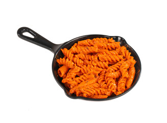 Italian Style Cuisine Fresh Red Sauce Pasta on White Background