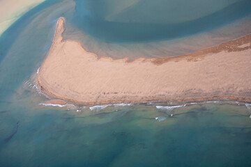 Aerial view from airplane in west fjords of Iceland