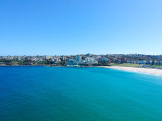 Naklejka na ściany i meble Panoramic Aerial Drone View Bondi Beach Sydney NSW Australia