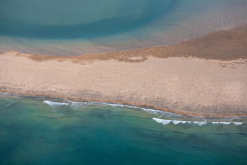 Aerial view from airplane in west fjords of Iceland