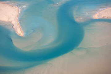 Aerial view from airplane in west fjords of Iceland