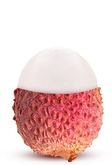 Fresh lychee the skin is cut half