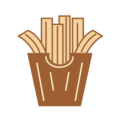 Isolated fries potatoes food bakery delicious icon - Vector