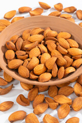 Almond in Bowl Isolated on White Background