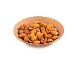 Almond in Bowl Isolated on White Background