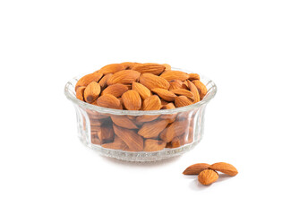 Almond in Bowl Isolated on White Background