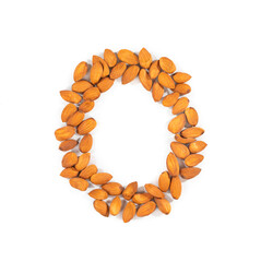 Obraz premium Almond Pieces in Round Shape on White Background