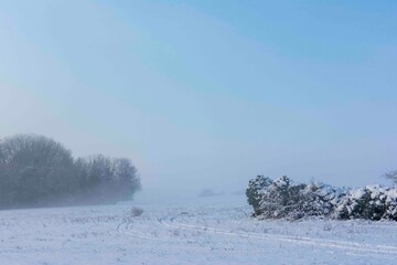 Winter Snow Fields and Farm