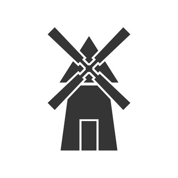 Windmill silhouette icon vector illustration on white background