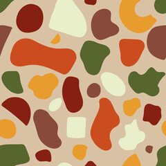 Abstract mid century modern seamless pattern. Vector retro background with abstract shapes