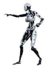3D Rendering Female Robot on White