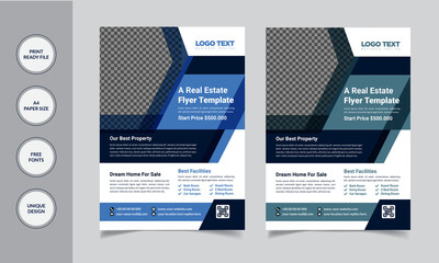 Real Estate Flyer Layout with Template  Abstract Design.
Template details:

2 Color Version
Full Vector EPS, file
Easy Customization and Editable
Size: A4 (210X297)