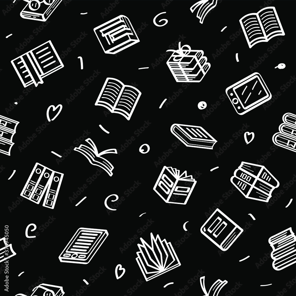 Poster seamless pattern abstract doodle elements hand drawn collection books sketch vector design style bac