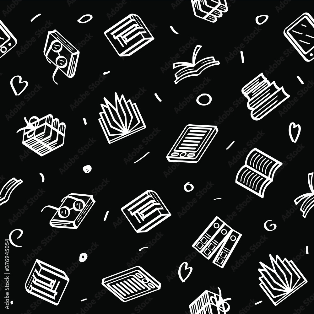 Poster seamless pattern abstract doodle elements hand drawn collection books sketch vector design style bac