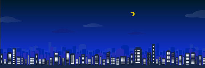 Fototapeta premium City night view set ビル群・都会の街並み（夜景） セット