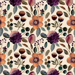 Printed kitchen splashbacks Vintage style Watercolor floral seamless pattern