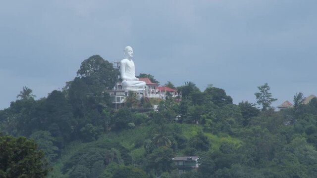 Bahiravokanda Buddha Statue View From Kandy Viewpoint. The Statue Of Buddha Is Depicted In The Position Of The Dhyana Mudra And Can Be Seen From Almost Everywhere In Kandy
