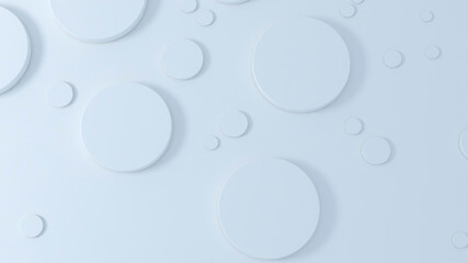 Light blue circle cylinder banner with shadows on blue background. 3d illustration