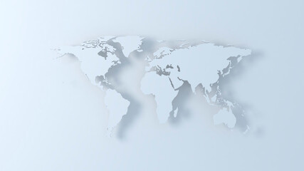Obraz premium World map 3d in pale blue colors with shadows