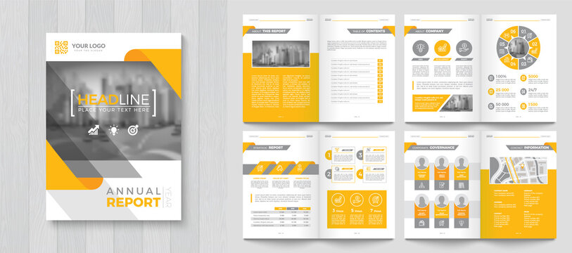 Corporate Annual Report with a cover. Brochure, Folder, Presentation, Leaflet. A4 format.