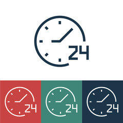 Linear vector icon with twenty-four hours