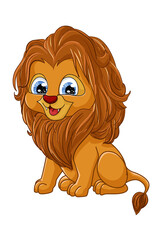 Obraz premium A little cute small brown lion, design animal cartoon vector illustration