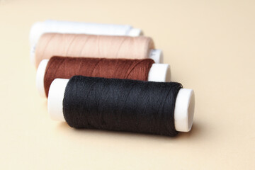 Accessories for sewing. Colored spools of thread.